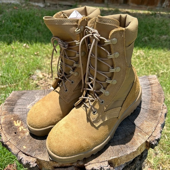 Vibram Tan Lace-Up Combat Boots Coyote Hot weather Army boots.Sz-4W. R - Picture 7 of 12